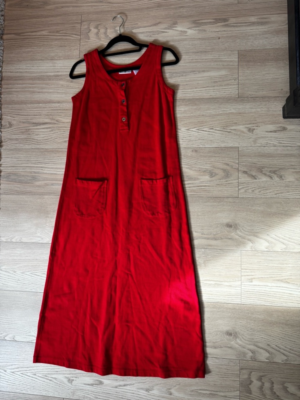 White Stag 100% Cotton Red Midi Dress with pockets Women’s Small